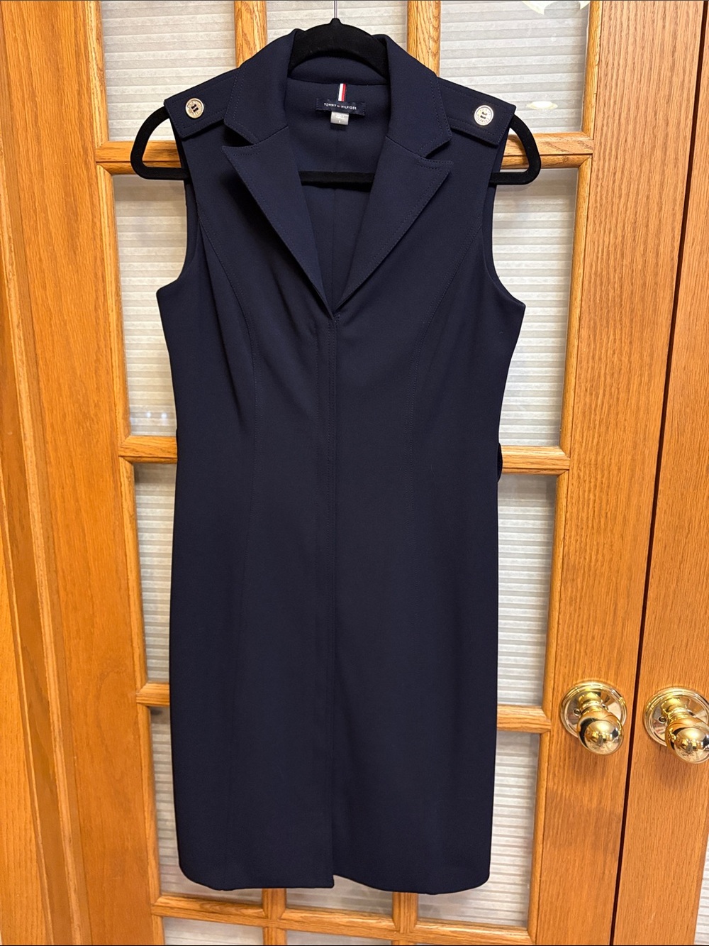 EUC Tommy Hilfiger Navy Sleeveless Shirt-Collar Sheath Dress